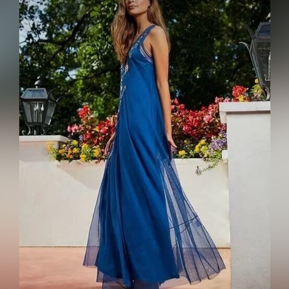 Johnny Was Johnny Was Mazzy Bias Slip Dress Blue Dream - Picture 3 of 16